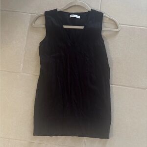 Reitmans Black V-Neck Knit Tank Top business casual chic elegant minimalist XXS